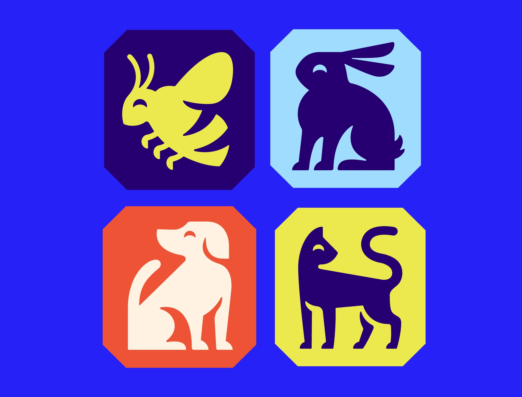 4 Colourful animal icons